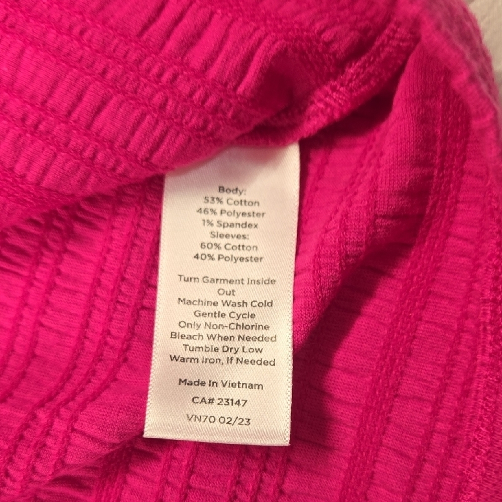 Talbots Vibrant Pink Textured Blouse - Picture 7 of 8